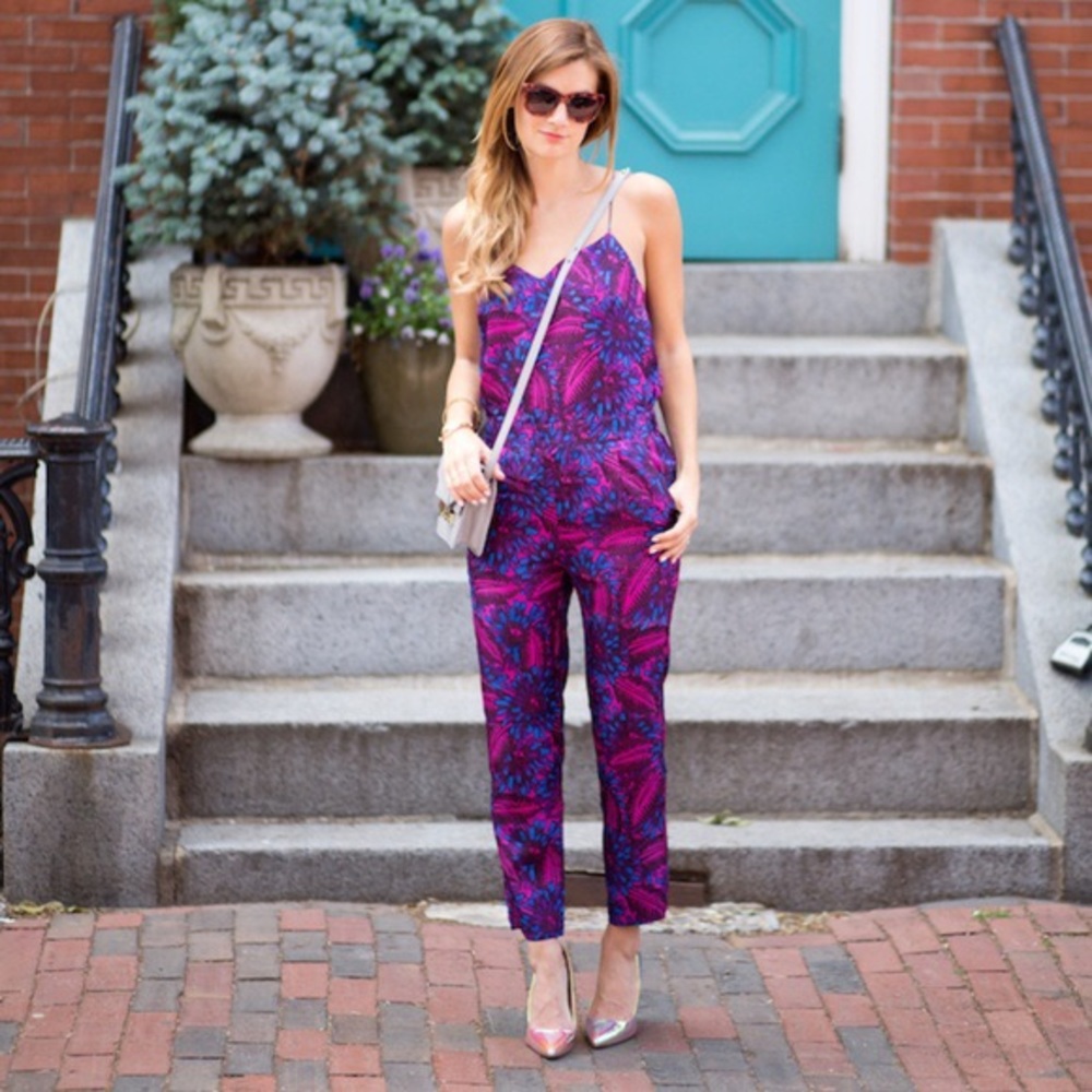 J. Crew Midnight Floral Silk Jumpsuit